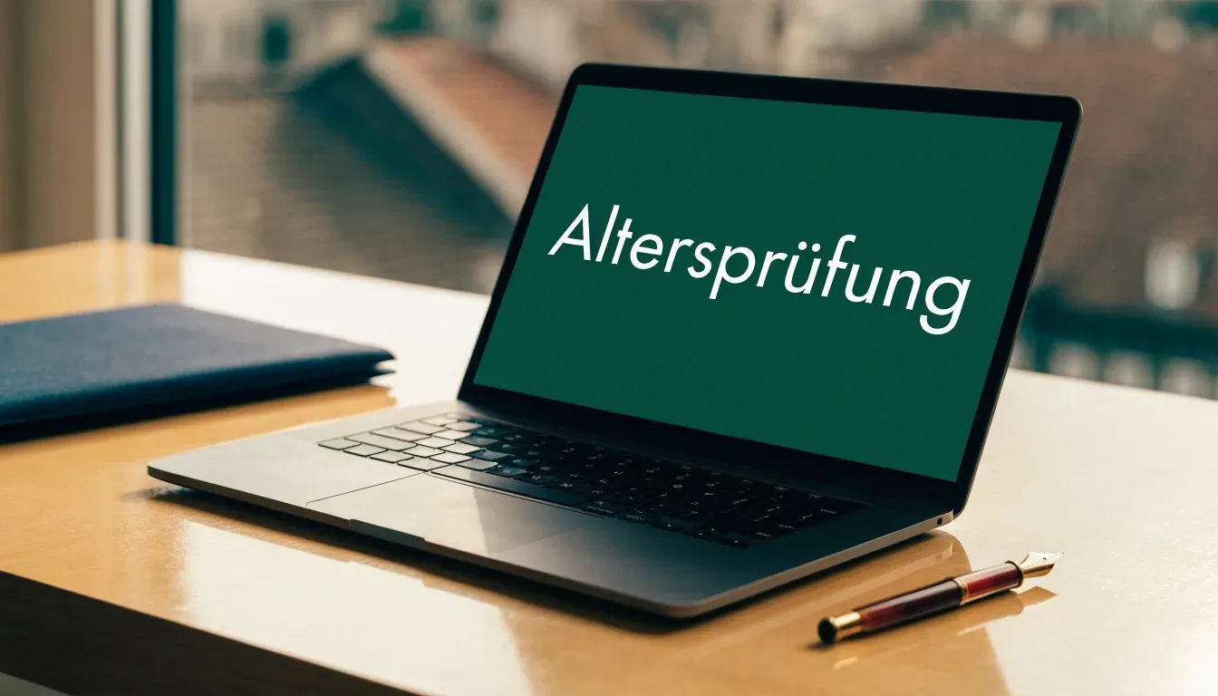 Ein leerer Schreibtisch mit Füllfeder und geschlossenem Ordner im Morgenlicht, daneben ein Fenster mit Blick auf Dächer.